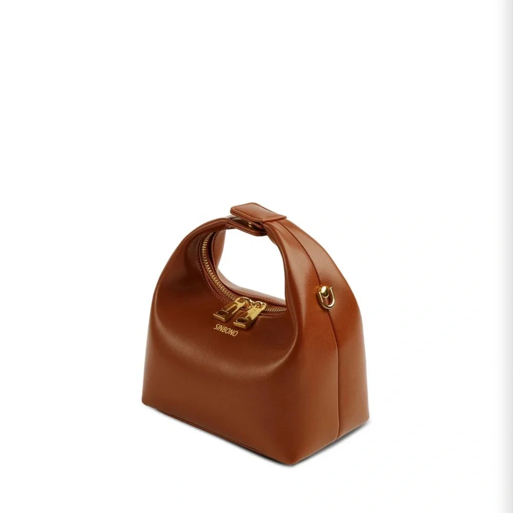 Brown Leather Top-Handle Bag - Picture 3 of 5